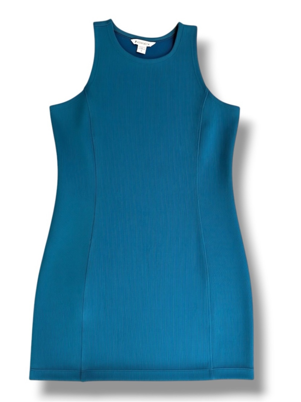Athleta Teal Seasoft Ribbed Knit Mini Tank Dress Size Medium - Picture 2 of 11